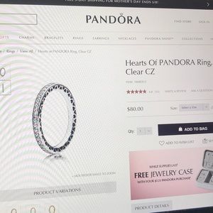 Hearts of PANDORA Ring, Clear CZ